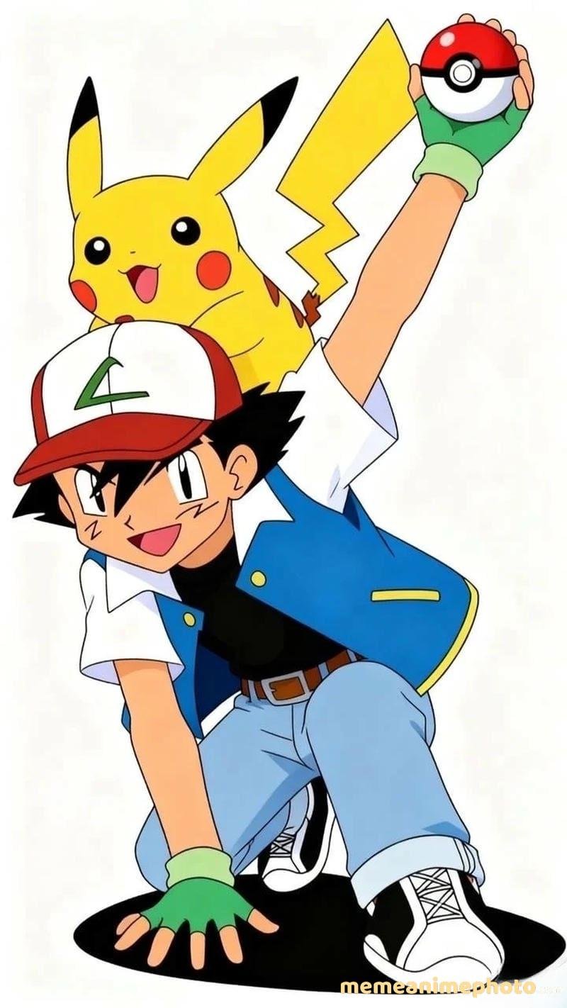 Tải ảnh Ash Ketchum bức chân dung năng động