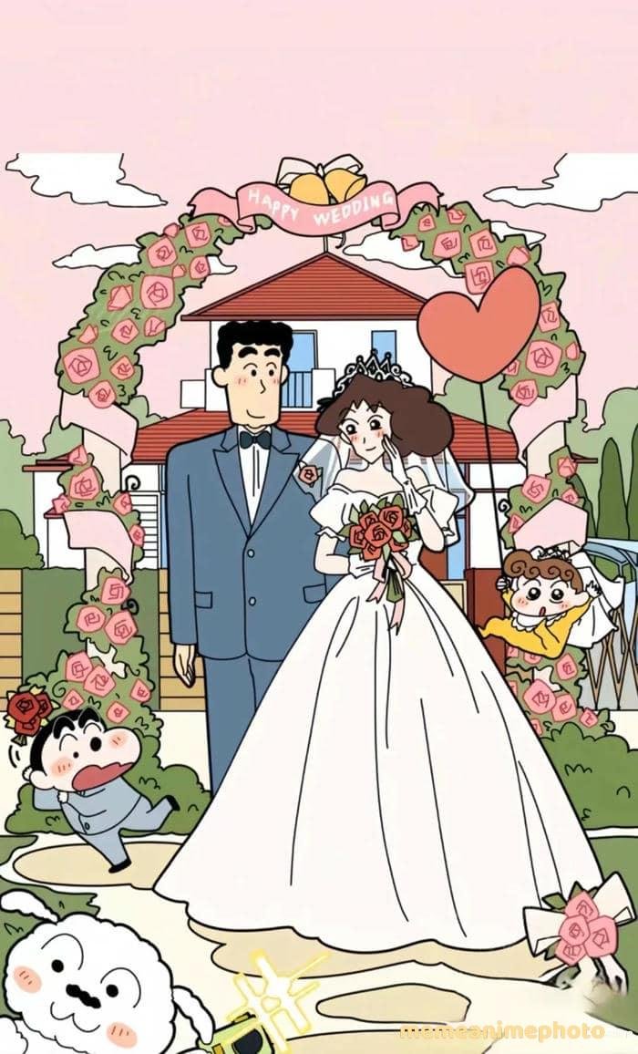 ảnh cô dâu chú rể anime dễ thương và ngọt ngào