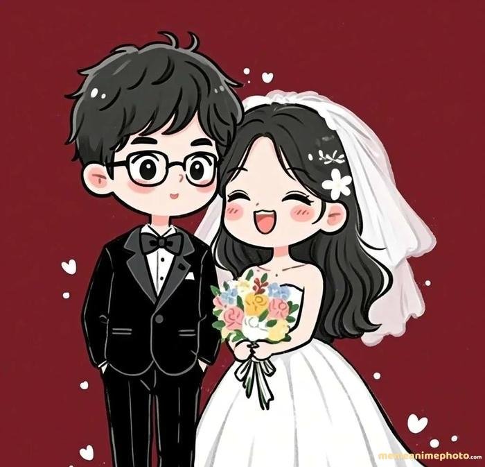 anime cô dâu chú rể hạnh phúc