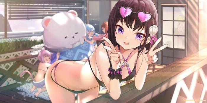 anime girl xinh tươi đồ bơi