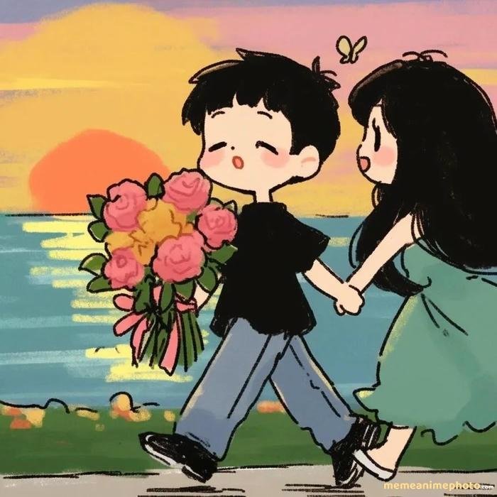 hình anime cặp đôi nắm tay