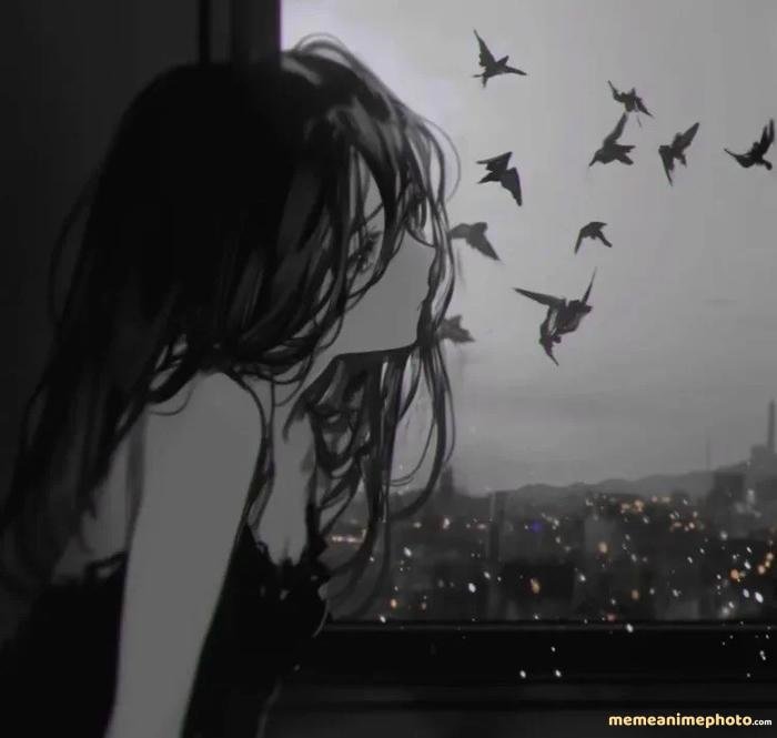 hình anime cô gái buồn