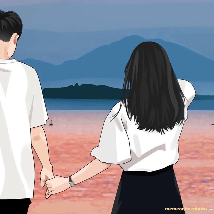 hình anime nắm tay lãng mạn