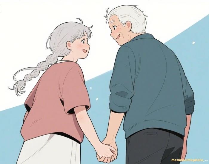 hình anime nắm tay tình cảm