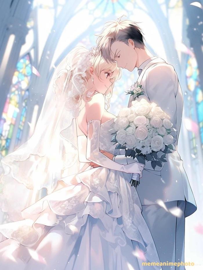 hình cô dâu chú rể anime cảm xúc