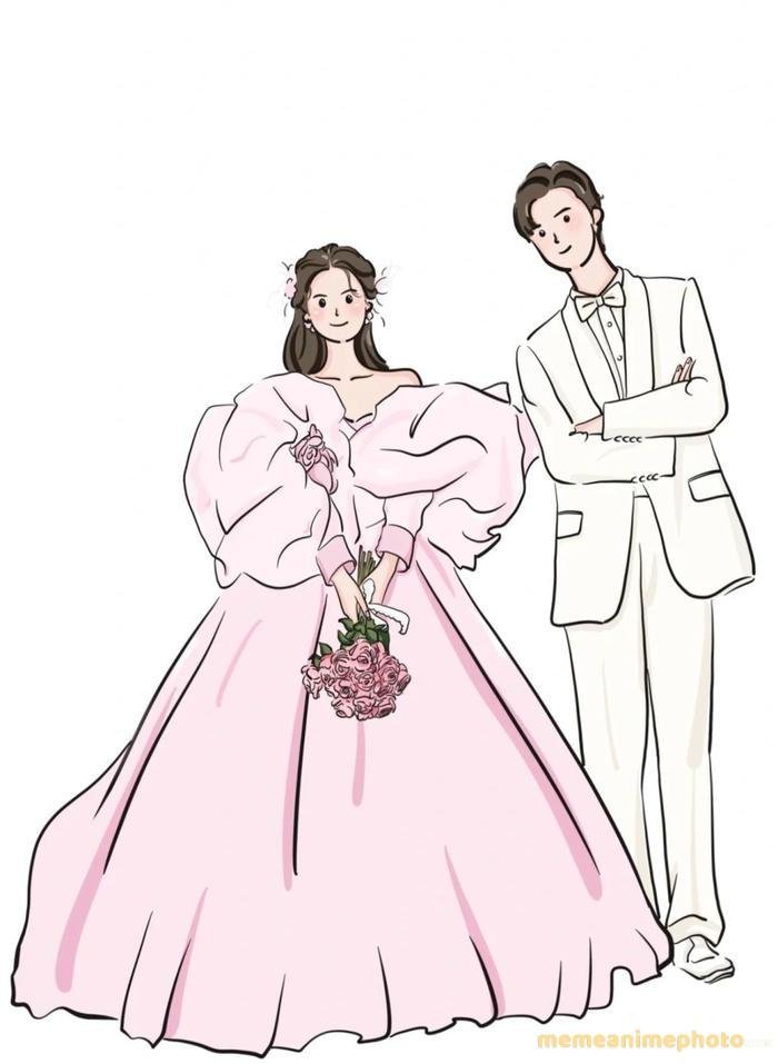 hình cô dâu chú rể anime ngọt ngào