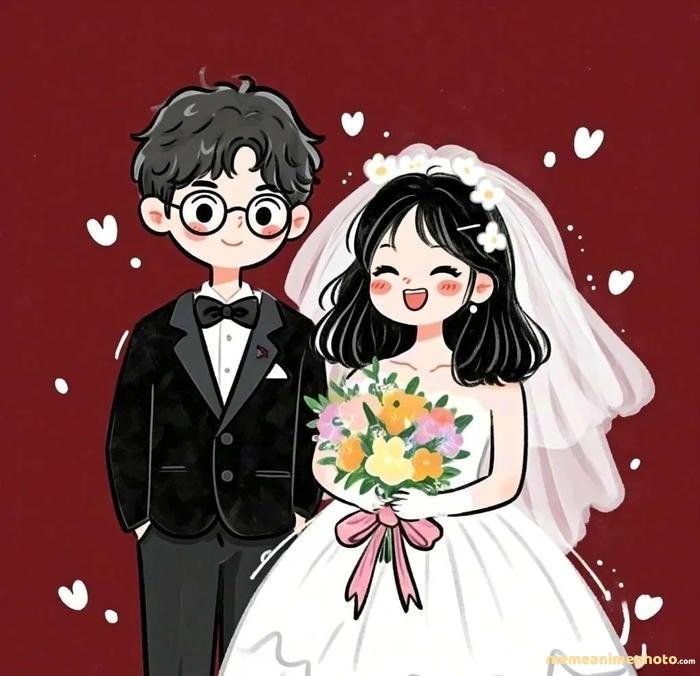 hình cô dâu chú rể anime